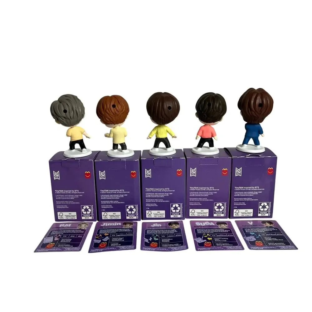 MCDONALDS BTS TinyTAN Happy Meal Toy Lot 5 RM Jin SUGA Jimin V Boxes Cards